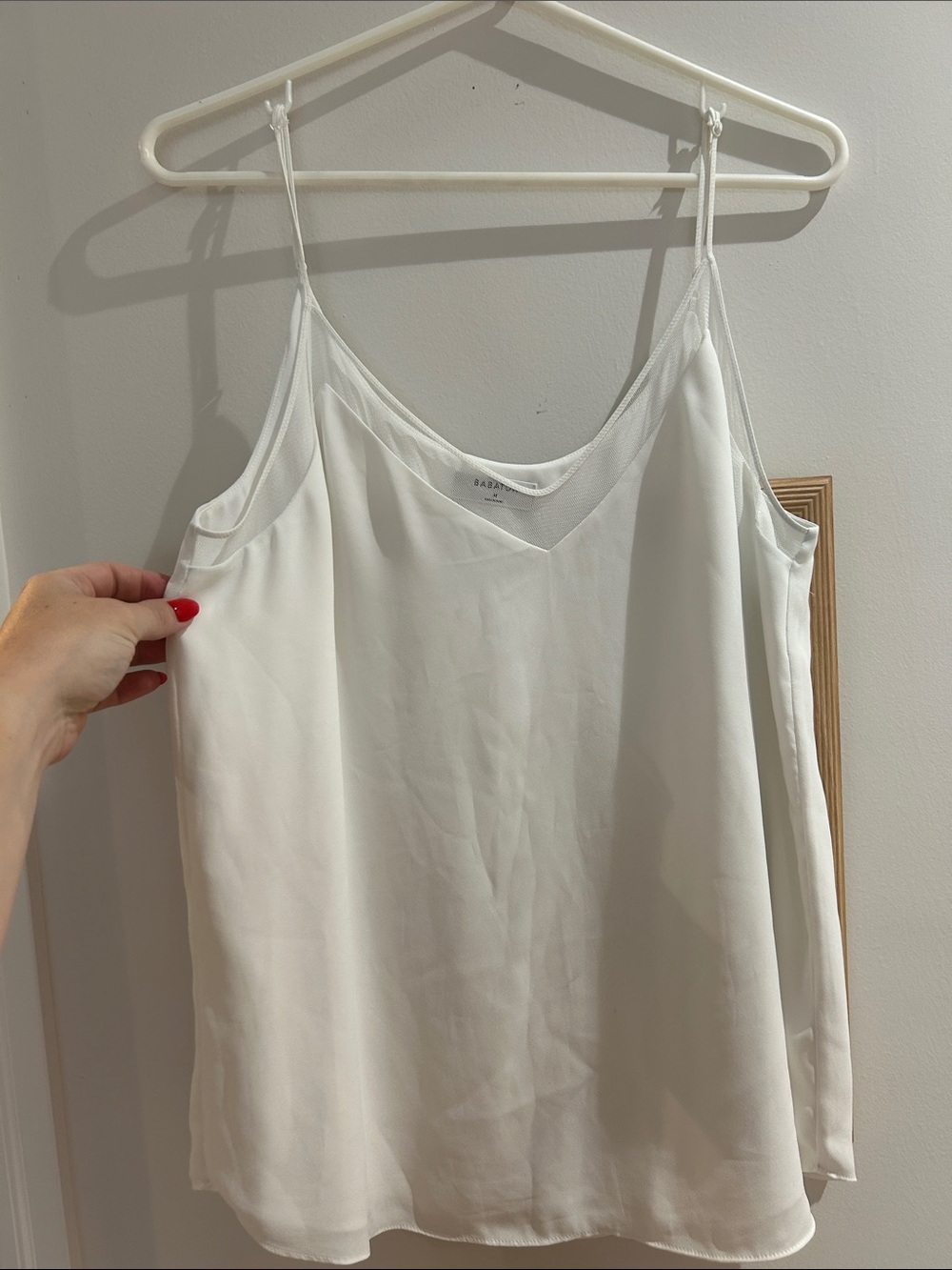Babaton White V-Neck Spaghetti Strap Tank